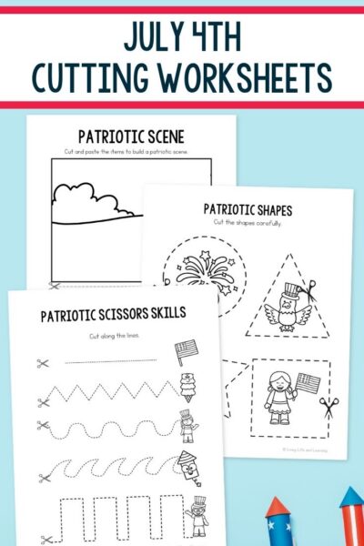 July 4th Cutting Worksheets on a table