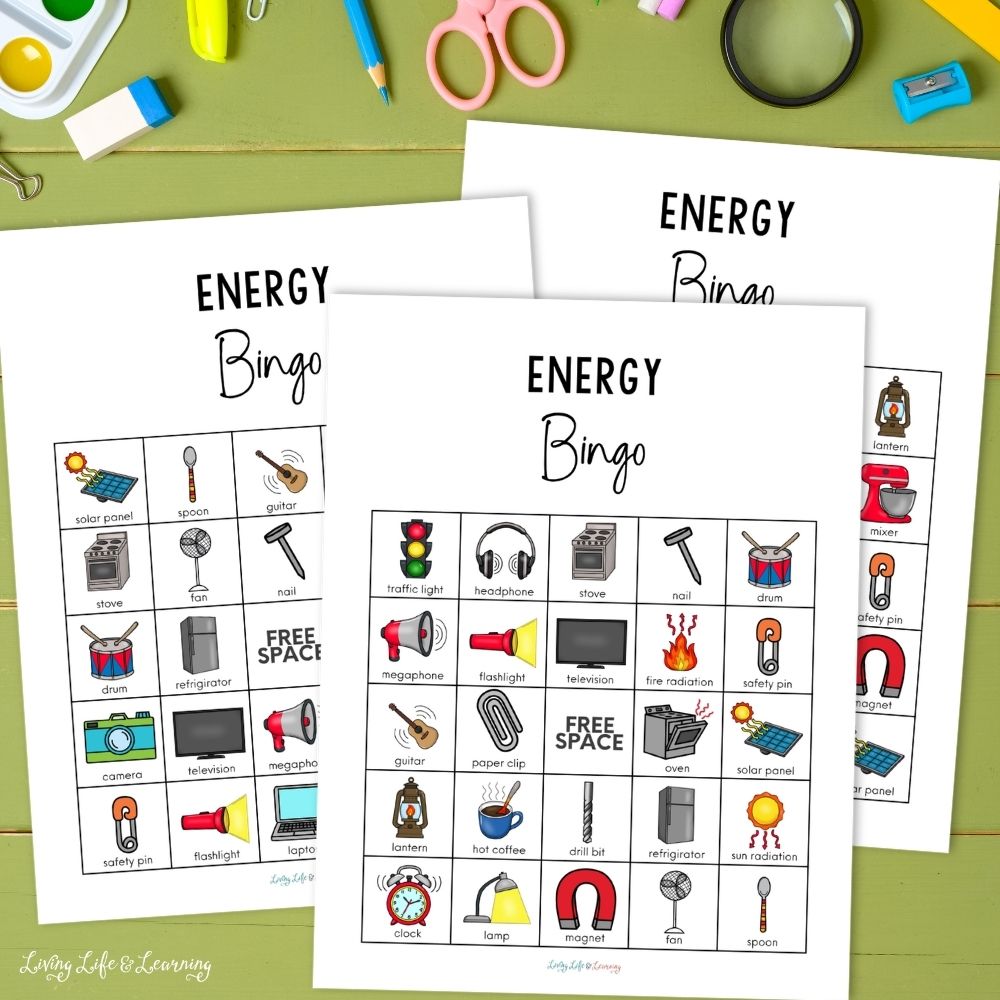pages of Energy Bingo Printables