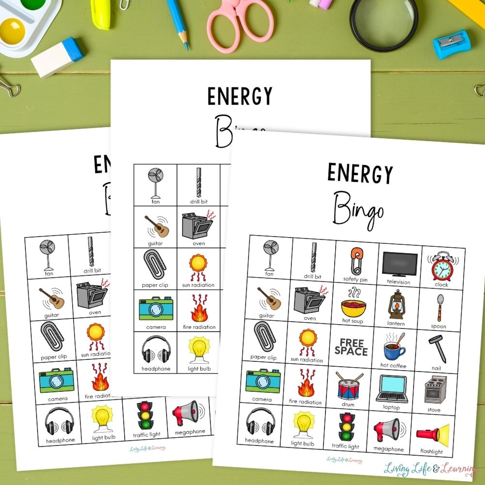 pages of Energy Bingo Printables