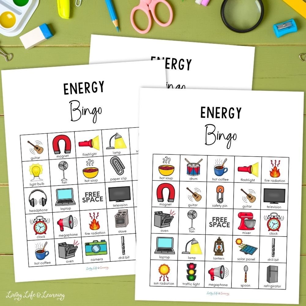 pages of Energy Bingo Printables