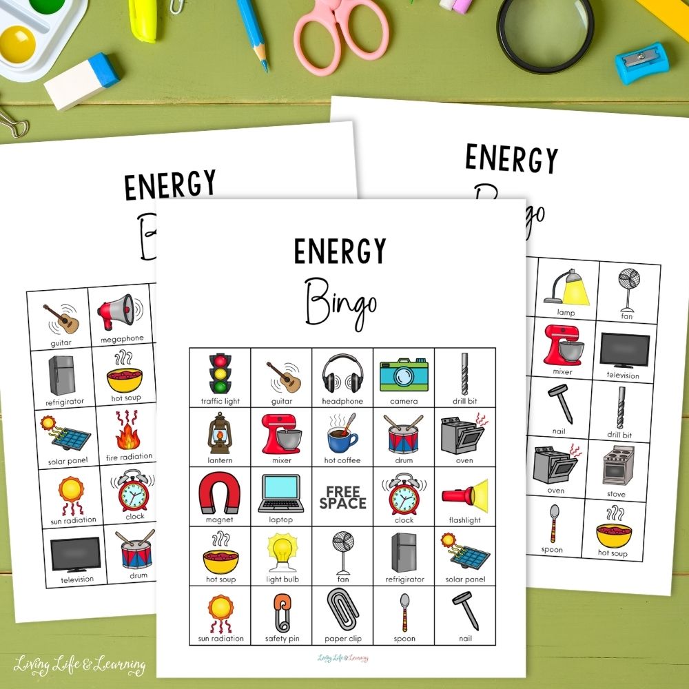 pages of Energy Bingo Printables
