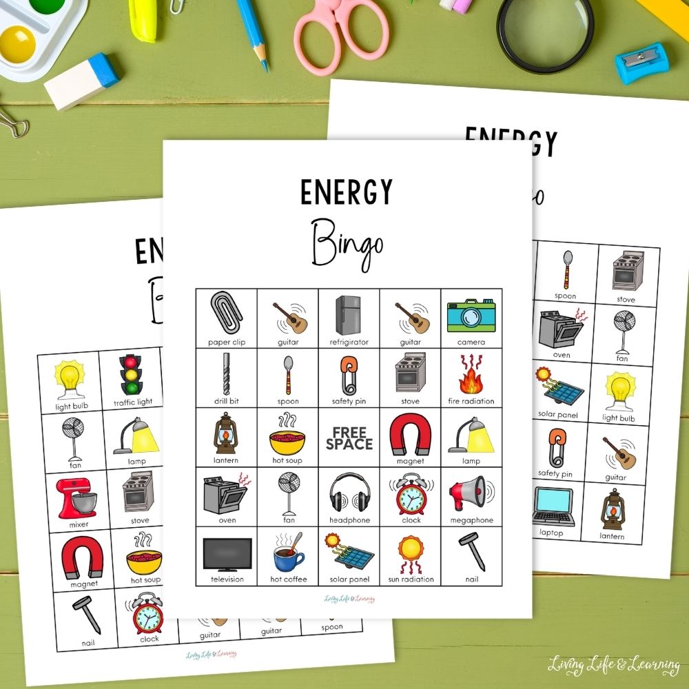 pages of Energy Bingo Printables