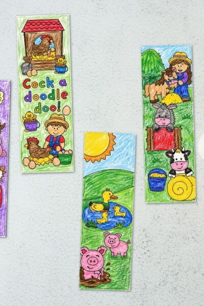 TPT Graphics – Farm Animal Coloring Bookmarks (5) Farm Animal Coloring Bookmarks on a table