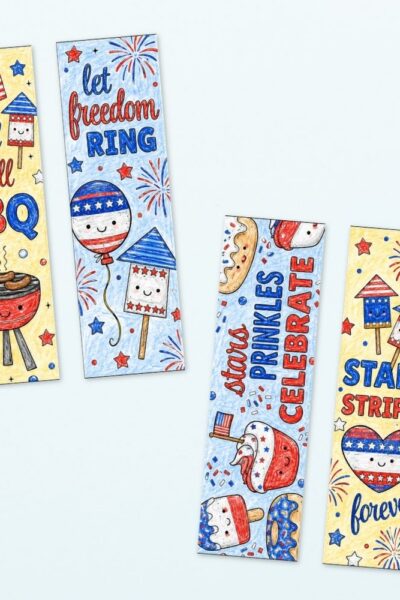 TPT Graphics – July 4th Coloring Bookmarks V2 (2) July 4th Coloring Bookmarks on a table