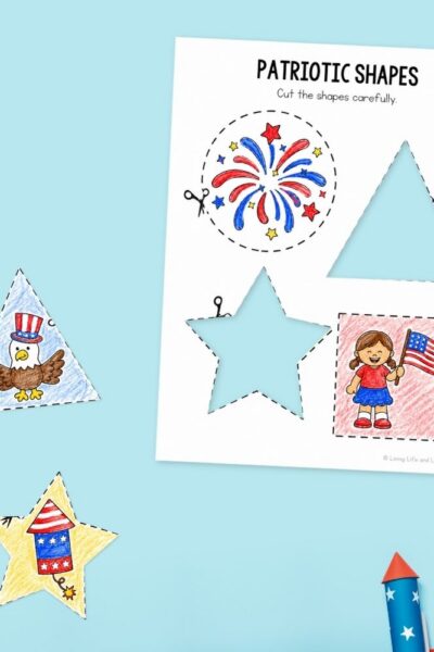 TPT Graphics – July 4th Cutting Worksheets (2) one activity included in the July 4th Cutting Worksheets on a table