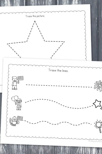 July 4th Toddler Worksheets on a table