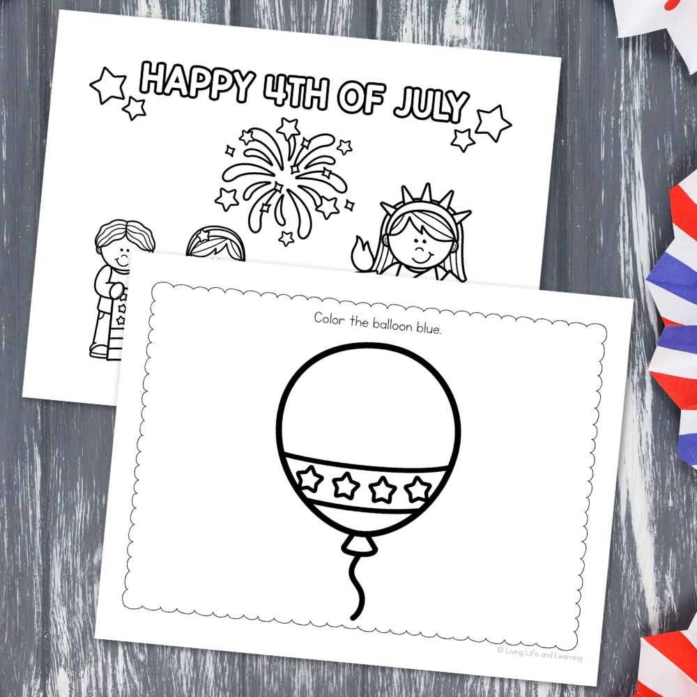 July 4th Toddler Worksheets on a table