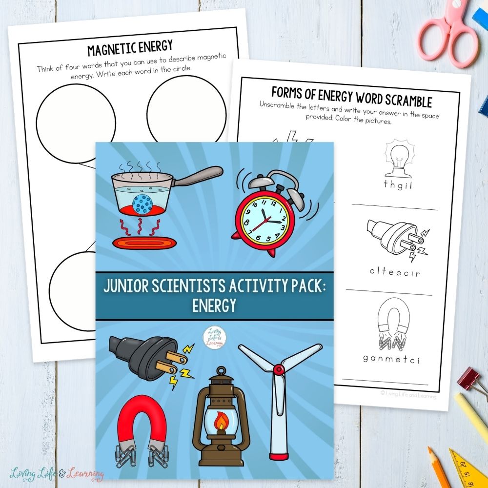 pages included in the Junior Scientist Activity Pack: Energy