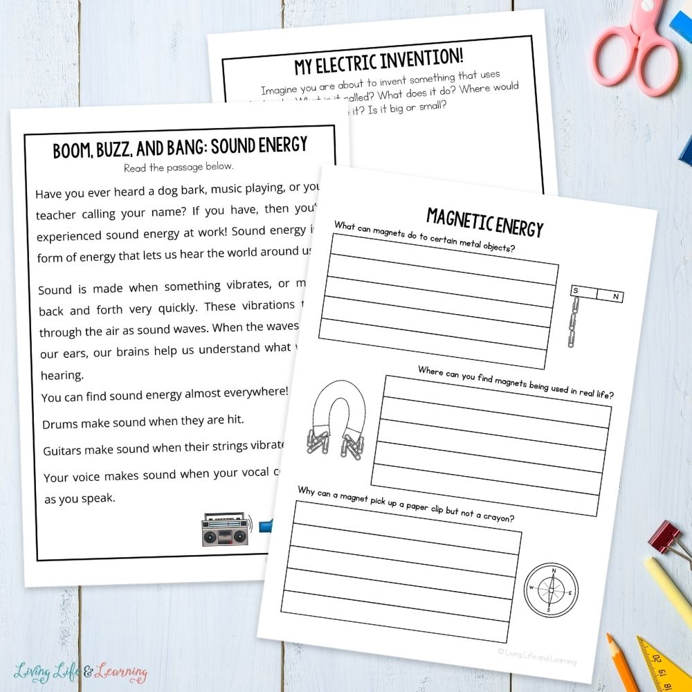 pages included in the Junior Scientist Activity Pack: Energy
