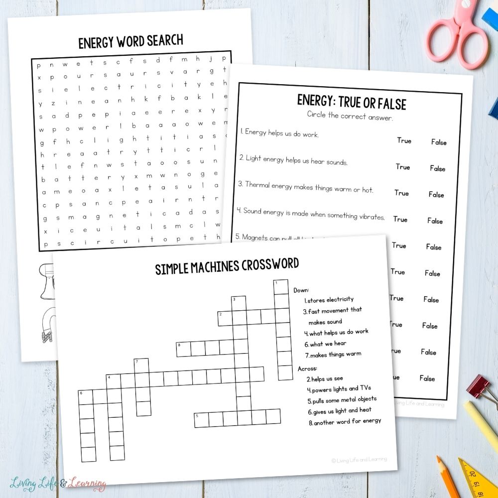 pages included in the Junior Scientist Activity Pack: Energy