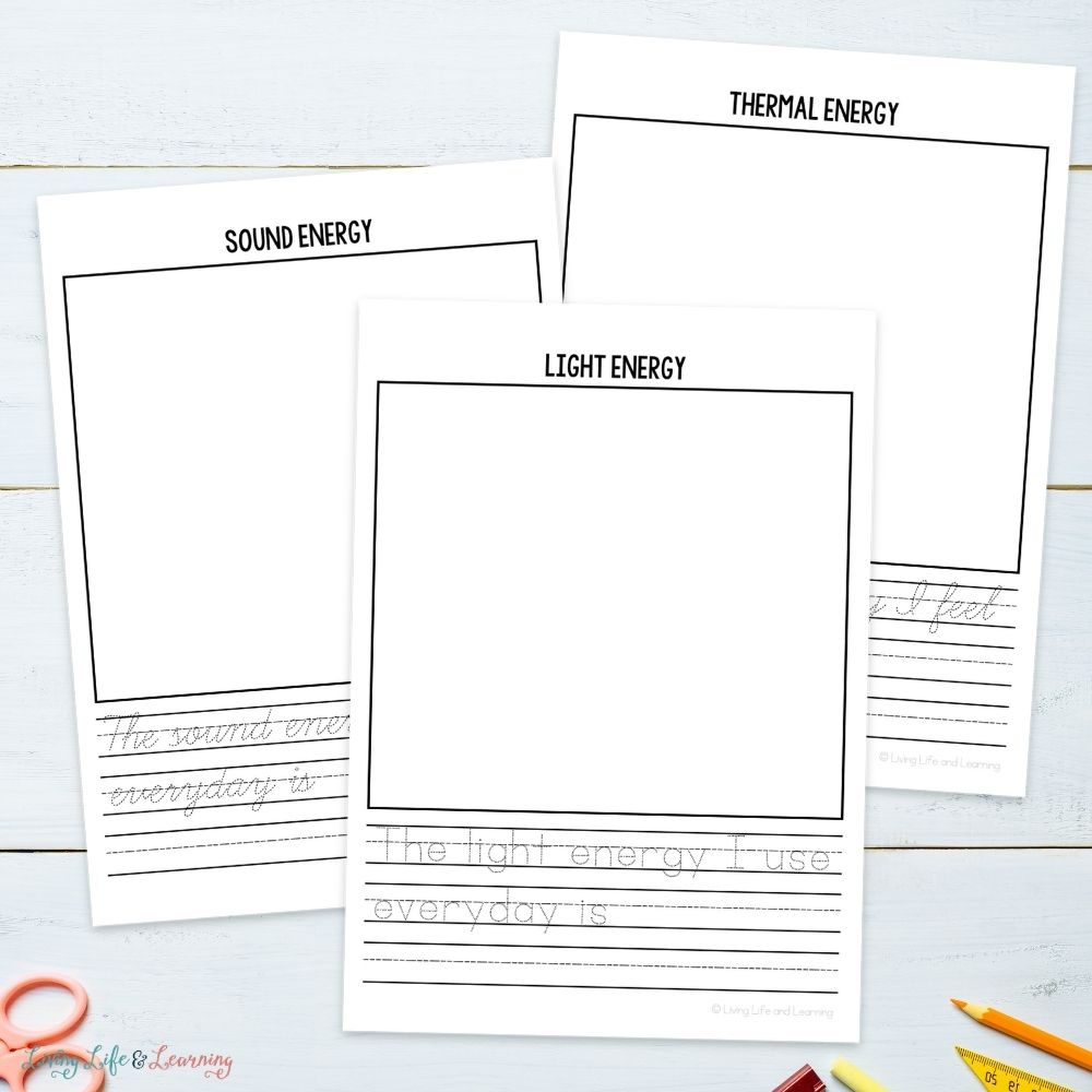 activities included in the Junior Scientist Writing Pack: Energy