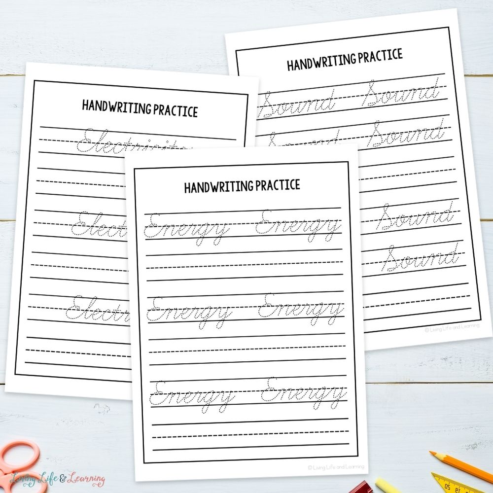 activities included in the Junior Scientist Writing Pack: Energy