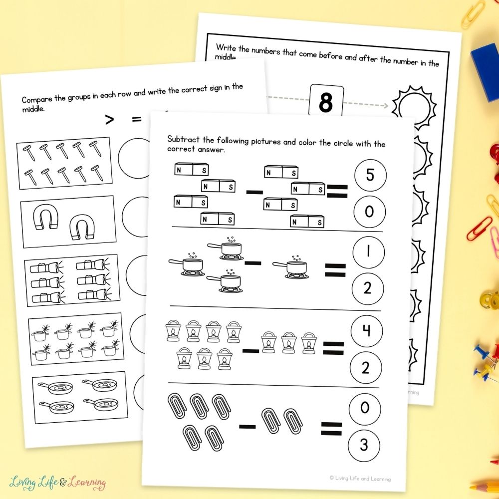 activities included in the Little Learners Activity Pack: Energy pages on a table