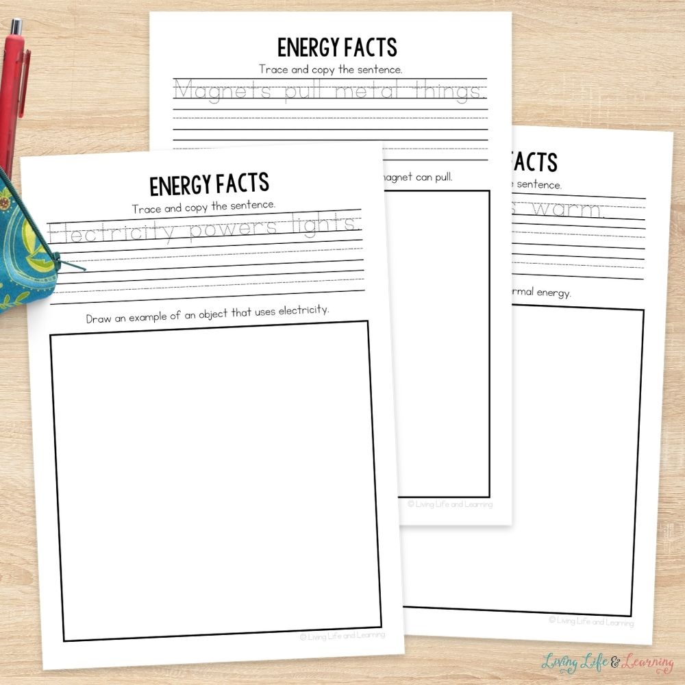 pages of Little Learners Writing Pack: Energy