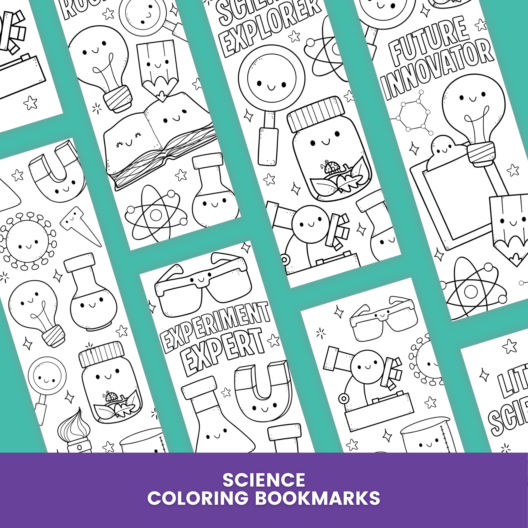 Science Coloring Bookmarks