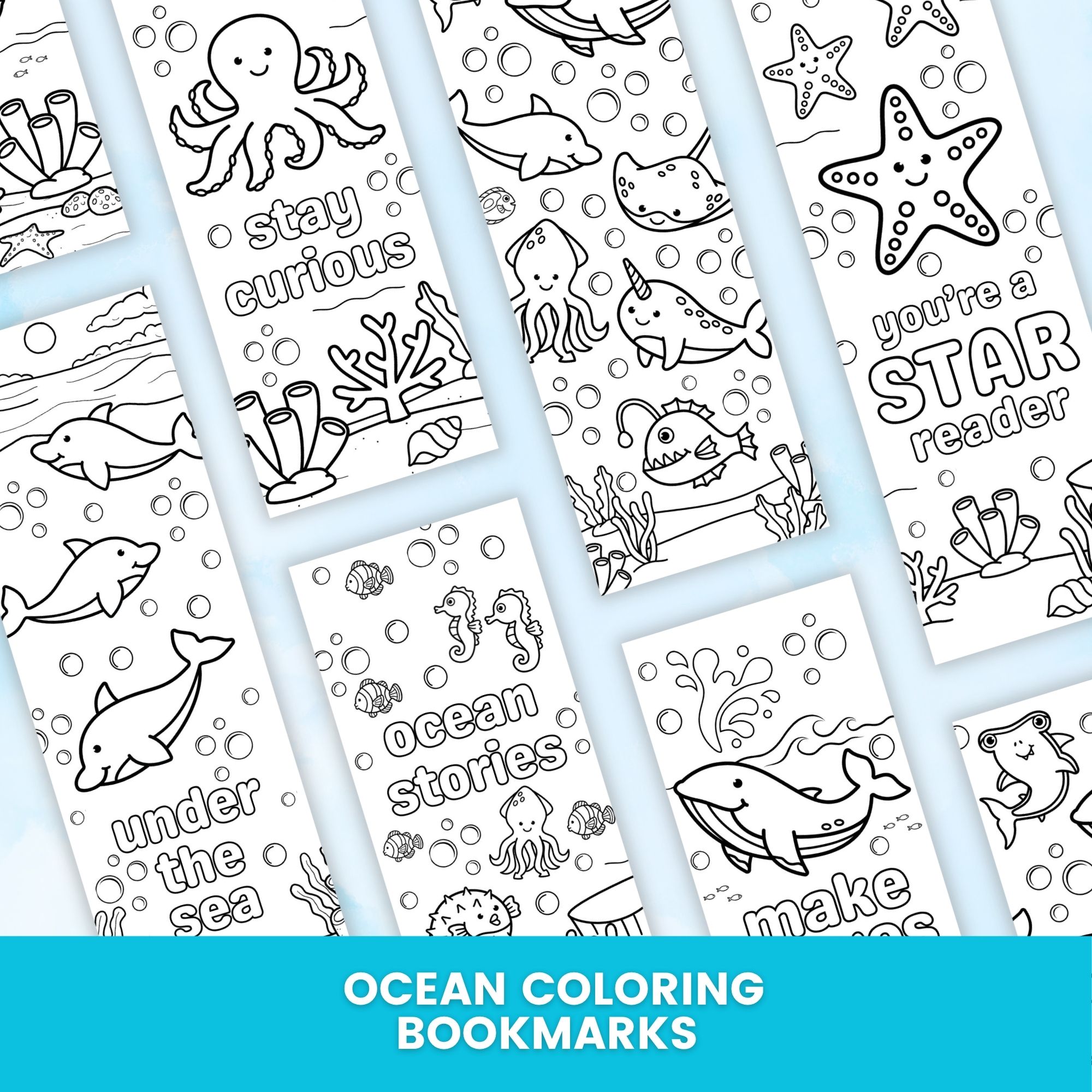 Ocean Coloring Bookmark Printables - Image 3