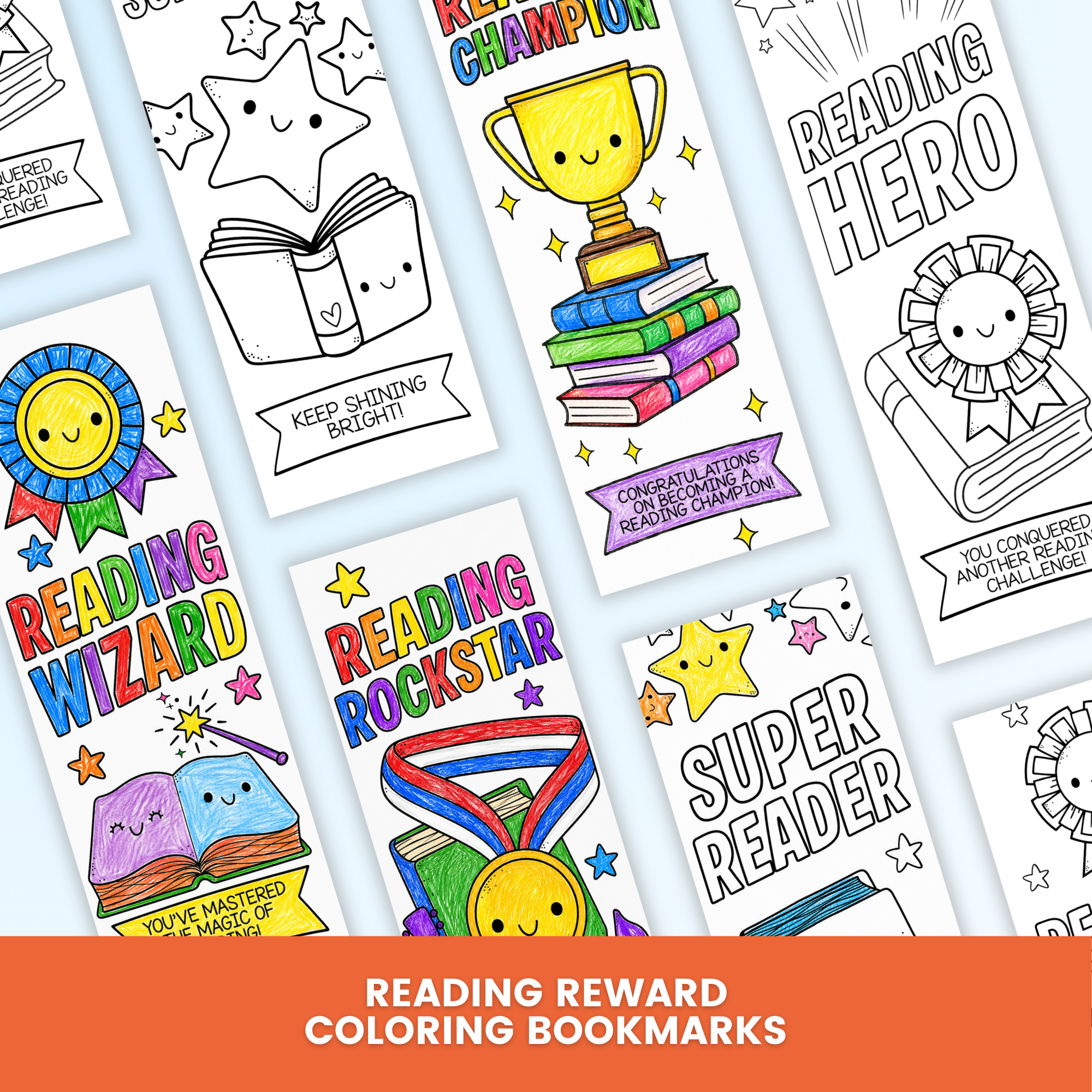 Reading Reward Coloring Bookmarks