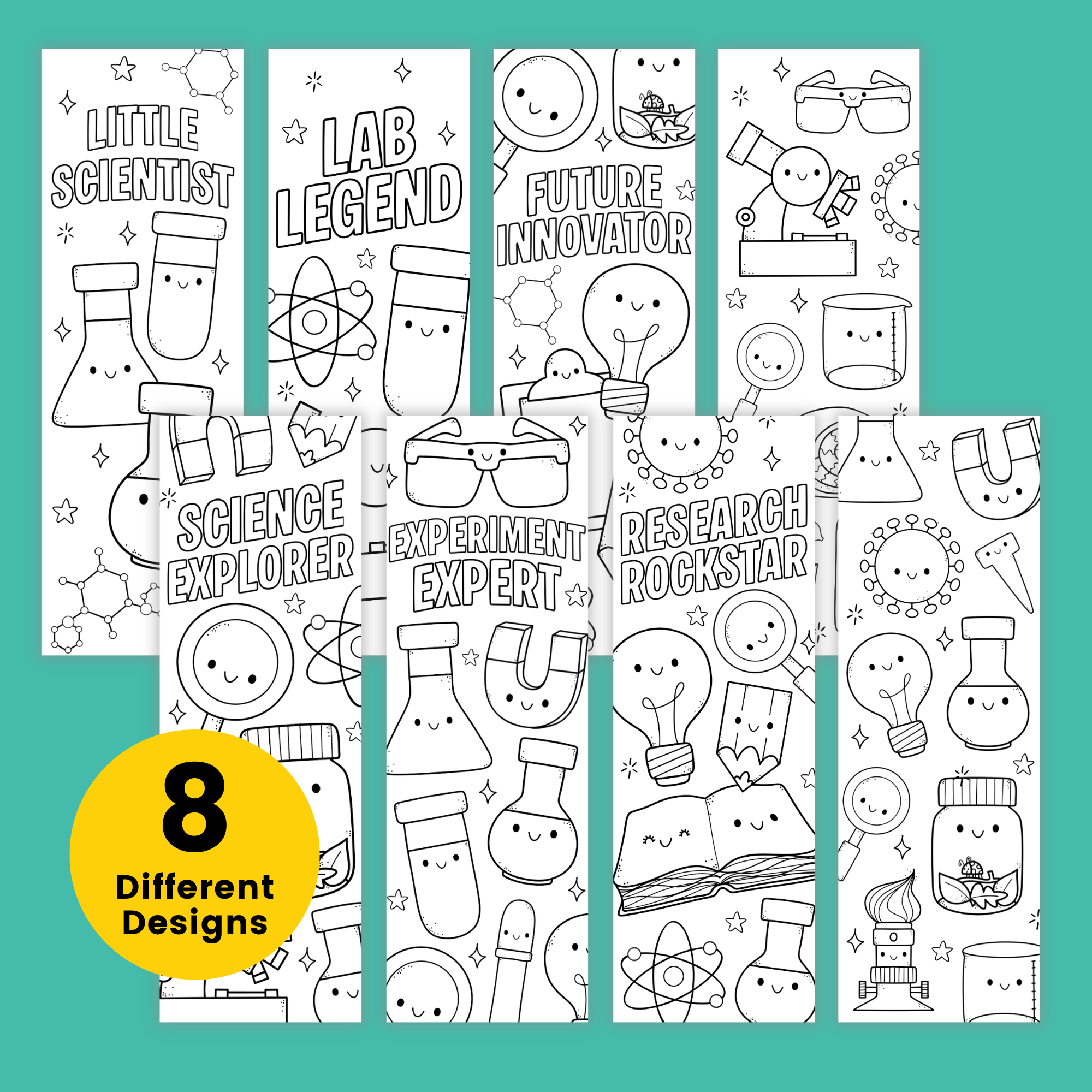 Science Coloring Bookmarks