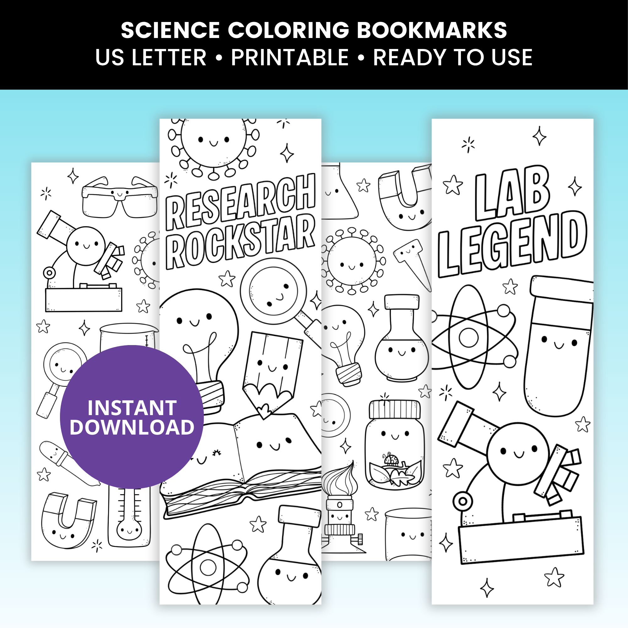 Science Coloring Bookmarks