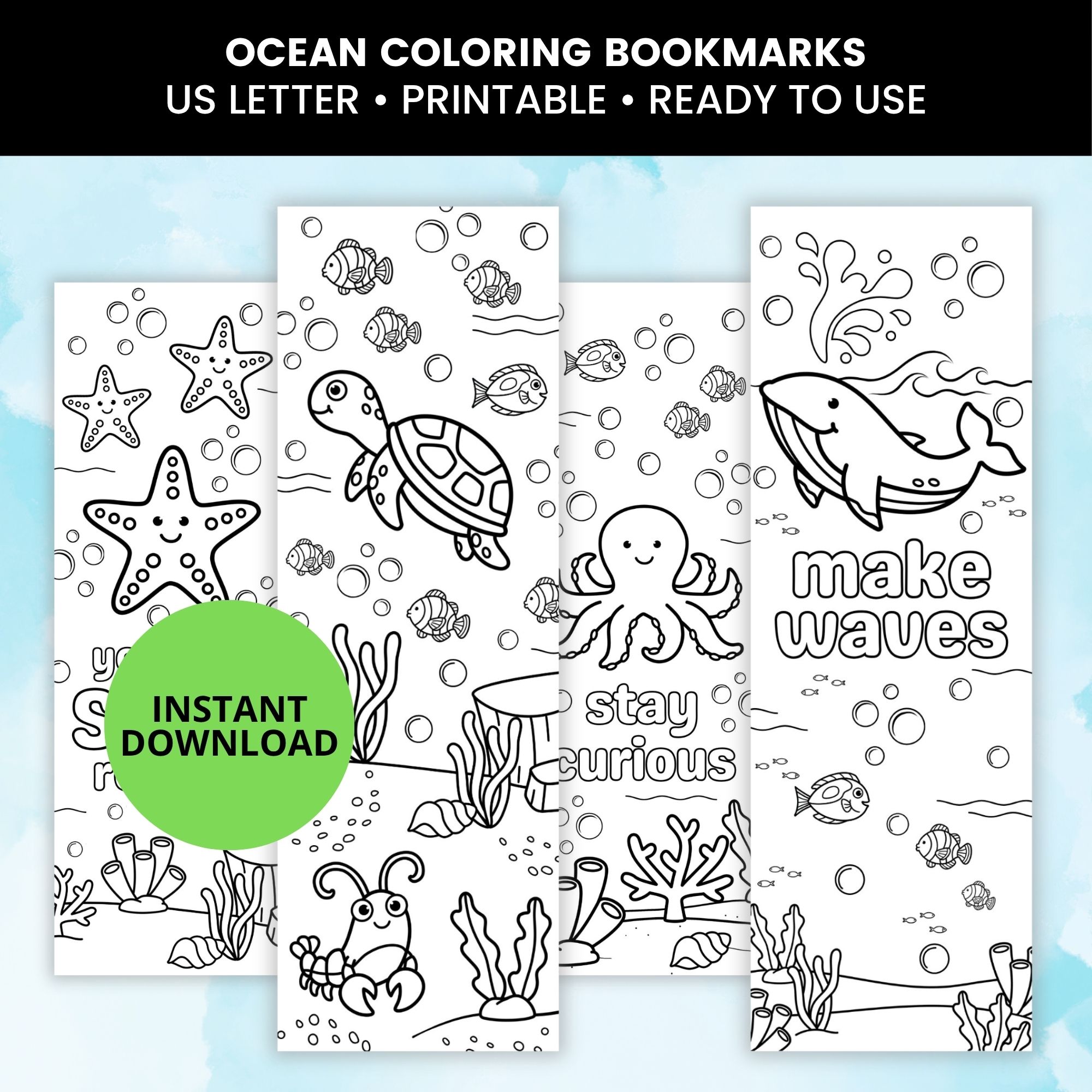 Ocean Coloring Bookmark Printables - Image 5