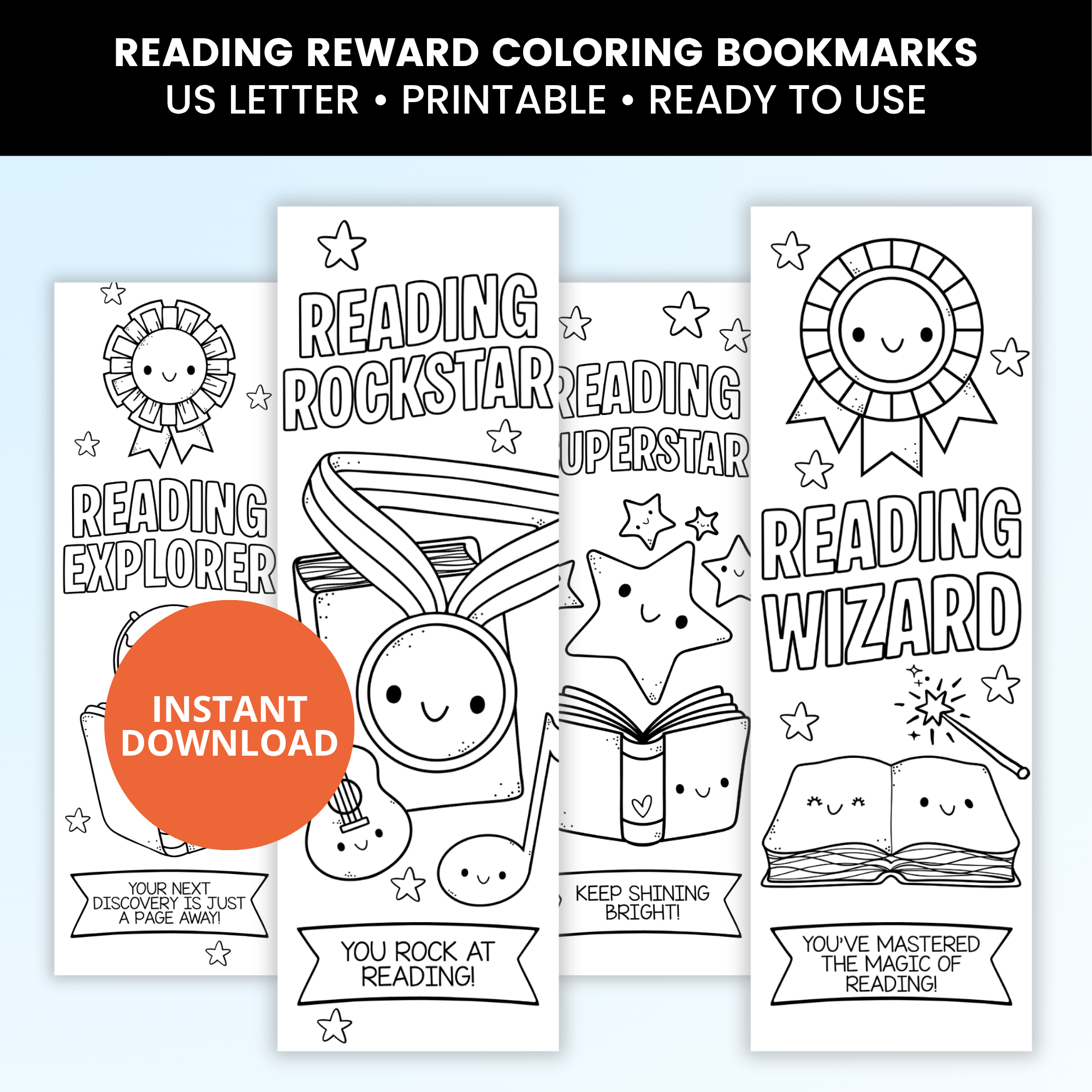 Reading Reward Coloring Bookmarks