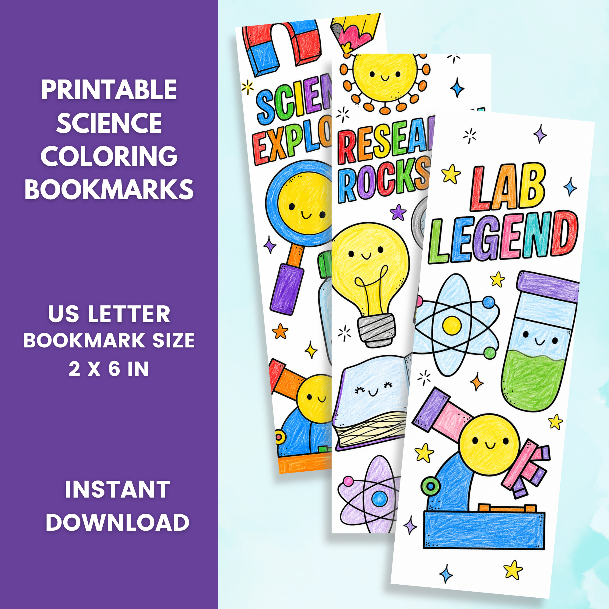 Science Coloring Bookmarks