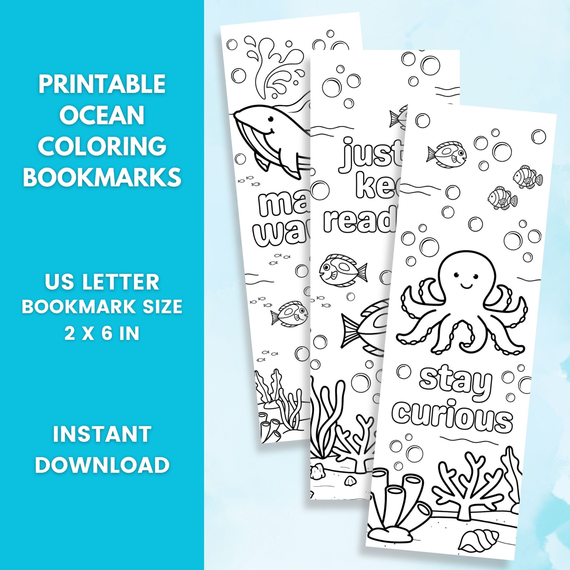 Ocean Coloring Bookmark Printables - Image 6
