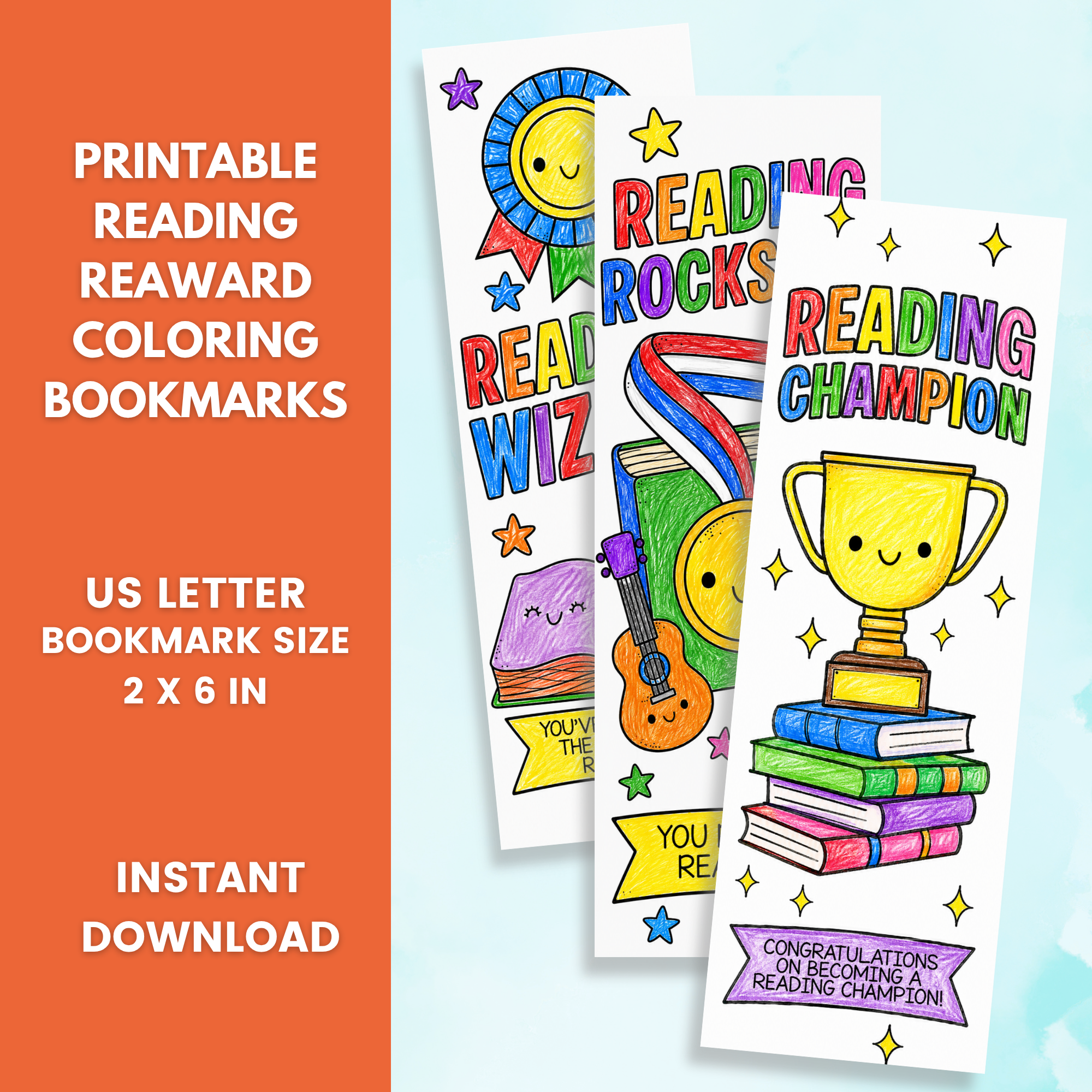 Reading Reward Coloring Bookmarks