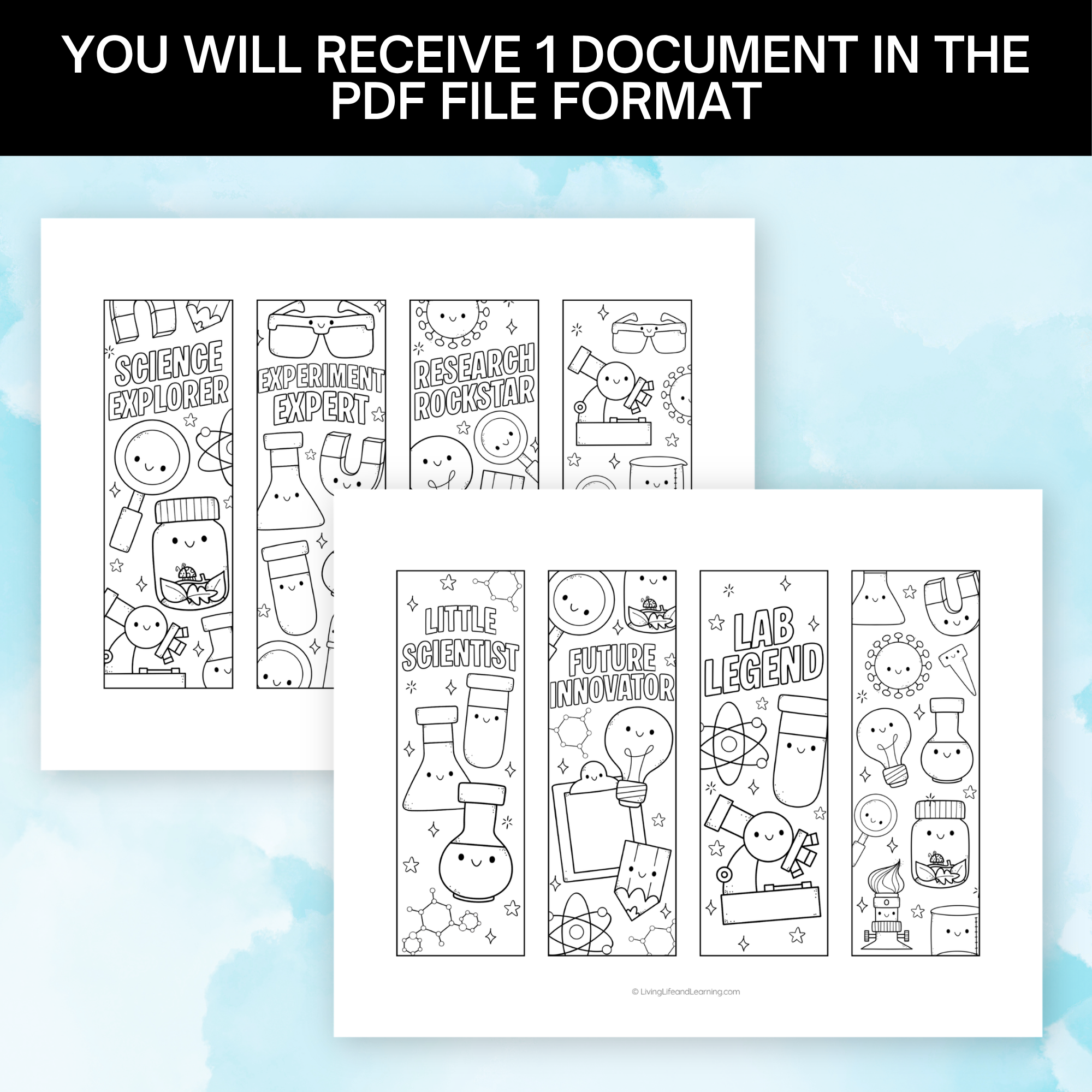 Science Coloring Bookmarks