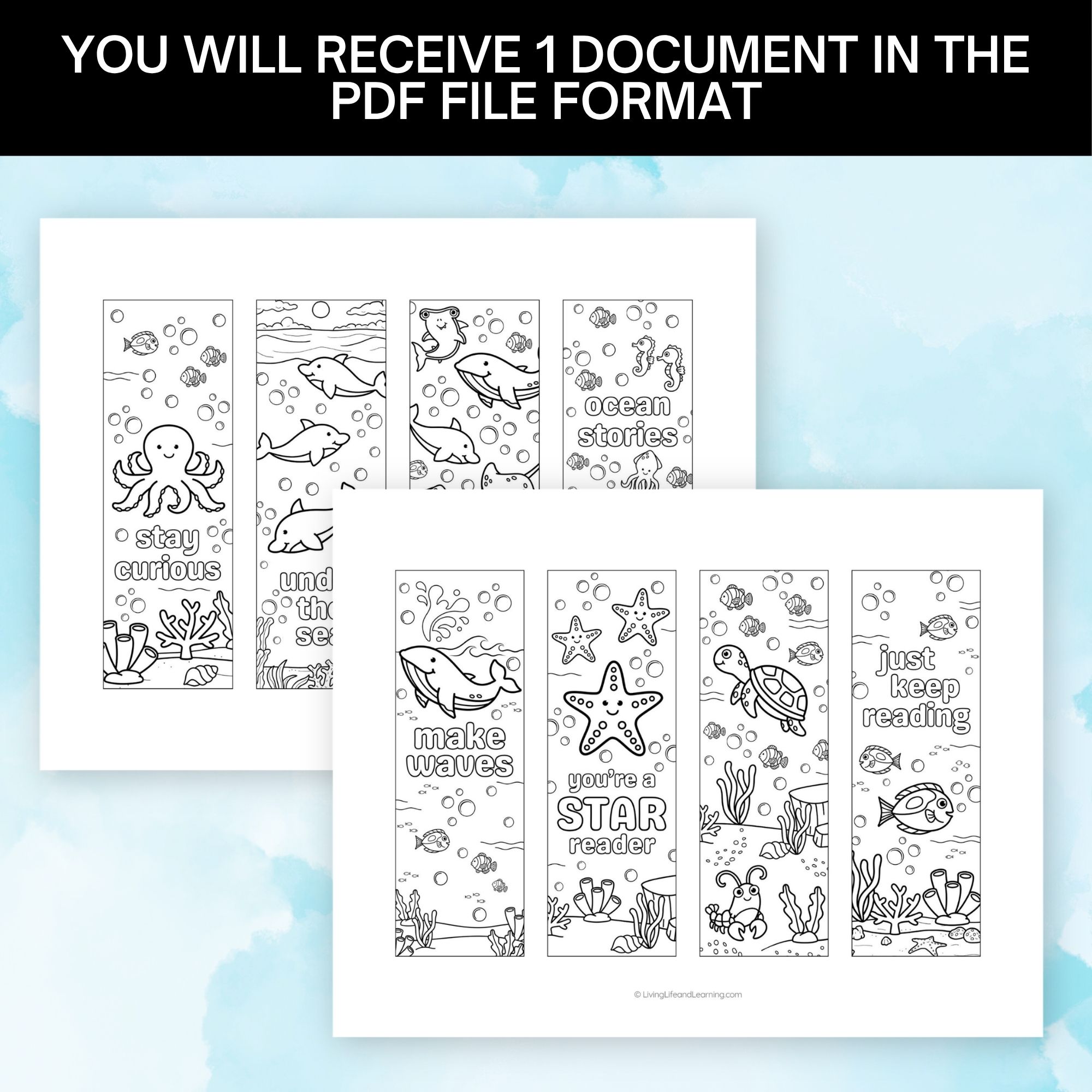 Ocean Coloring Bookmark Printables - Image 7