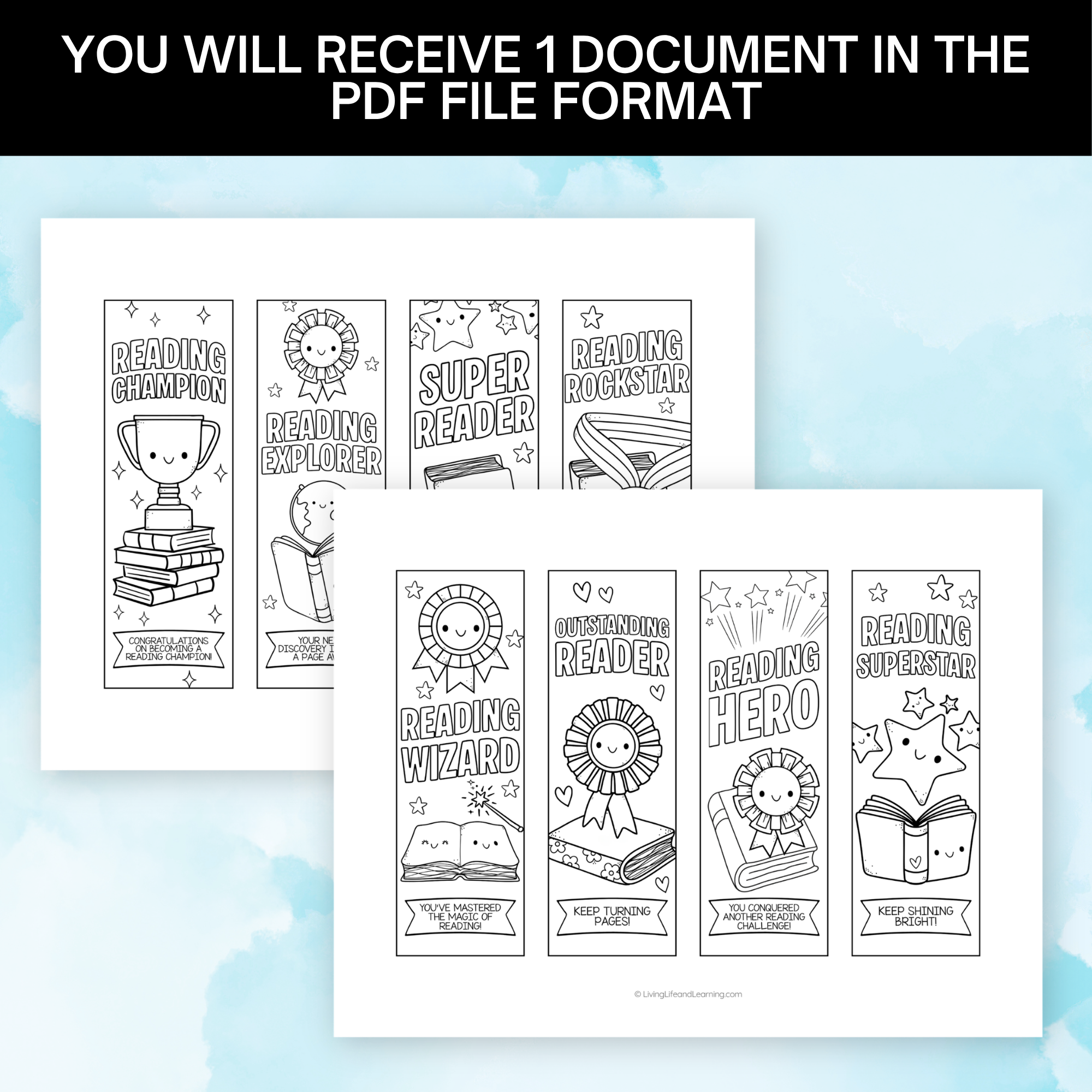 Reading Reward Coloring Bookmarks