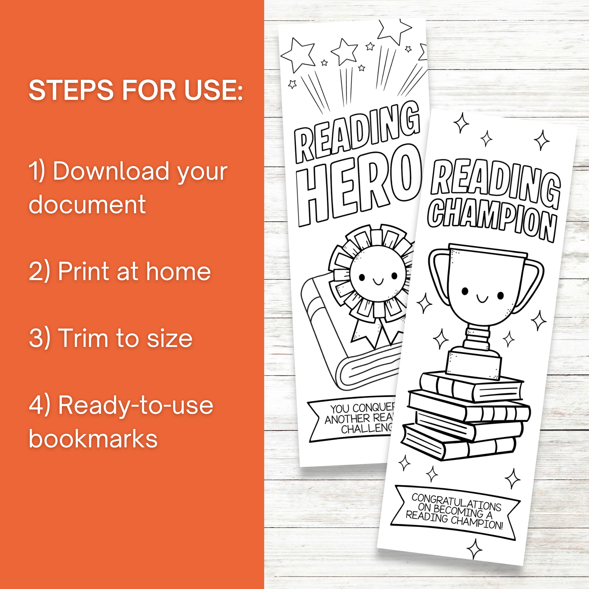 Reading Reward Coloring Bookmarks