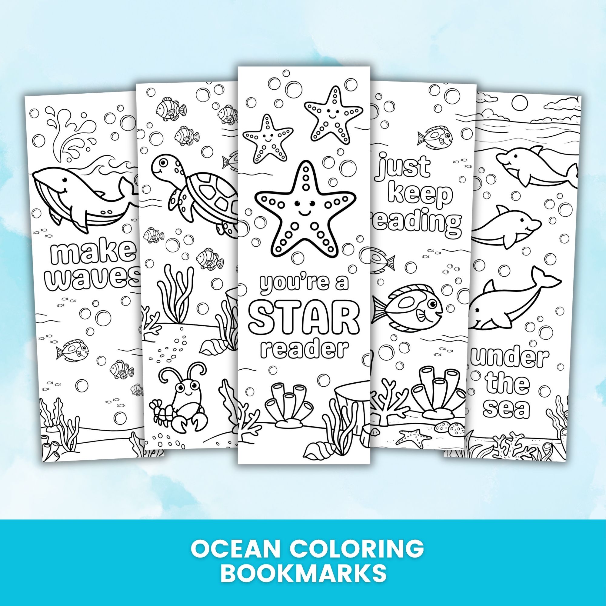 Ocean Coloring Bookmark Printables - Image 2