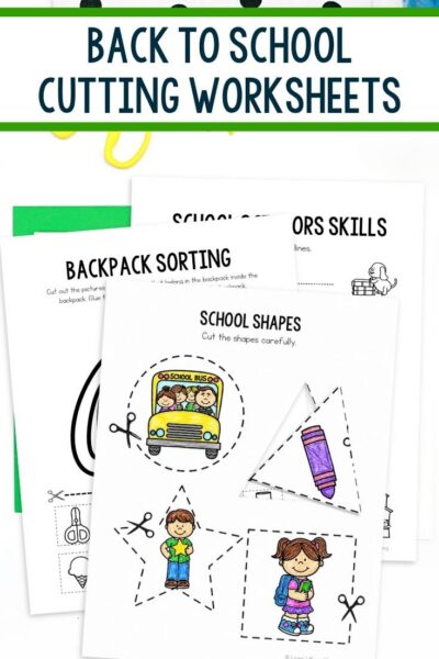 Back to School Cutting Worksheets