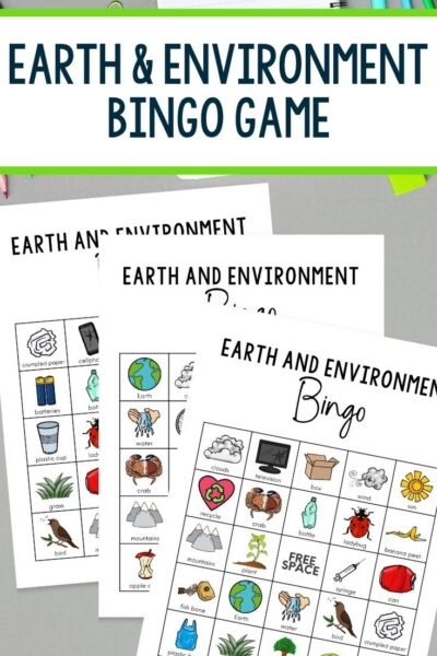 Earth & Environment Bingo Game printable on a table
