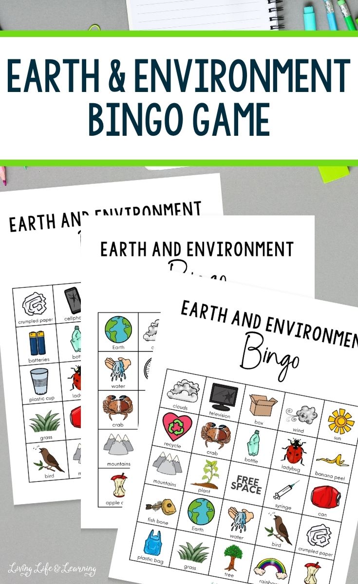 Earth & Environment Bingo Game printable on a table