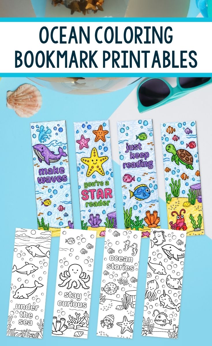 Ocean Coloring Bookmark Printables