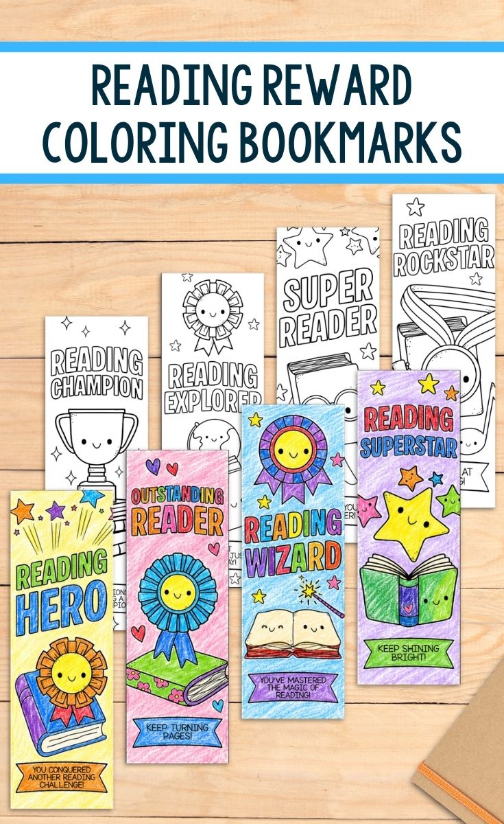 Reading Reward Coloring Bookmarks