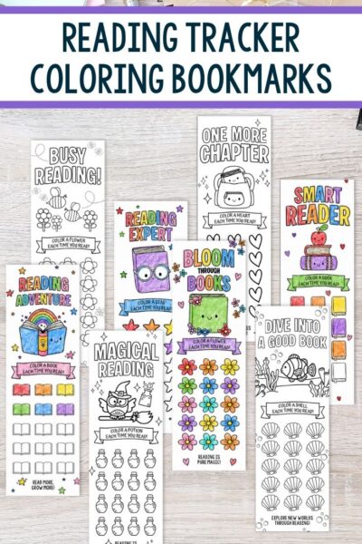 Reading Tracker Coloring Bookmarks