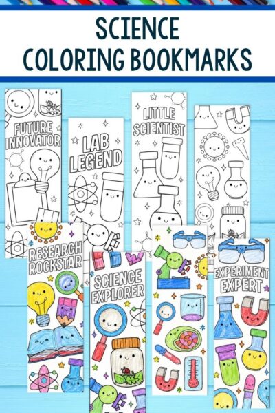 Science Coloring Bookmarks