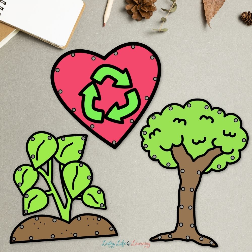 Little Learners Fine Motor Pack: Earth & Environment pages on a table
