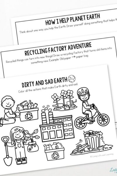 TPT Graphics – Little Learners Activity Pack Earth & Environment (2) Little Learners Activity Pack: Earth & Environment pages on a table