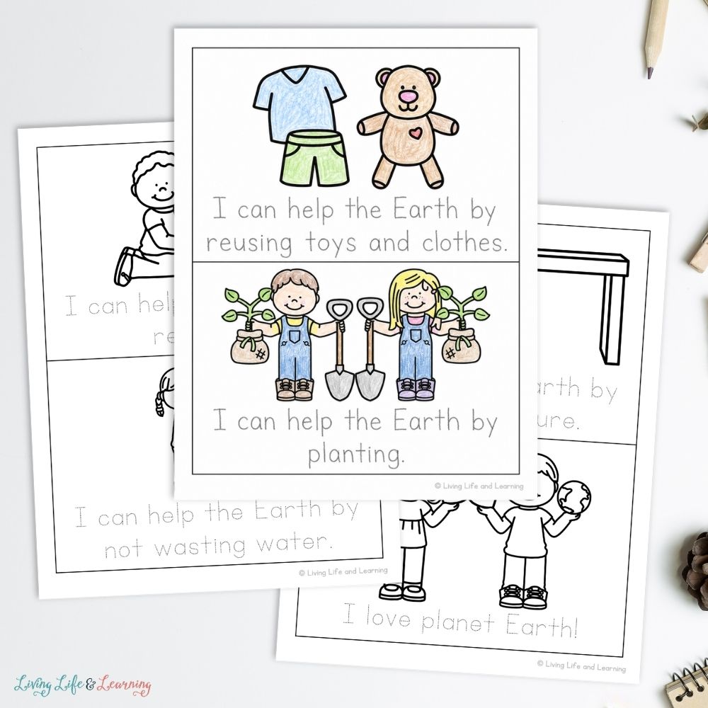 Little Learners Writing Pack: Earth & Environment pages on a table