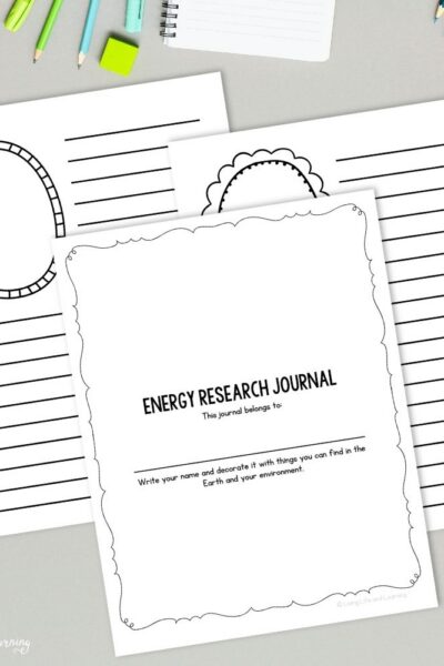 TPT Graphics – Printable Earth & Environment Research Journal (2) Printable Earth & Environment Research Journal on a table