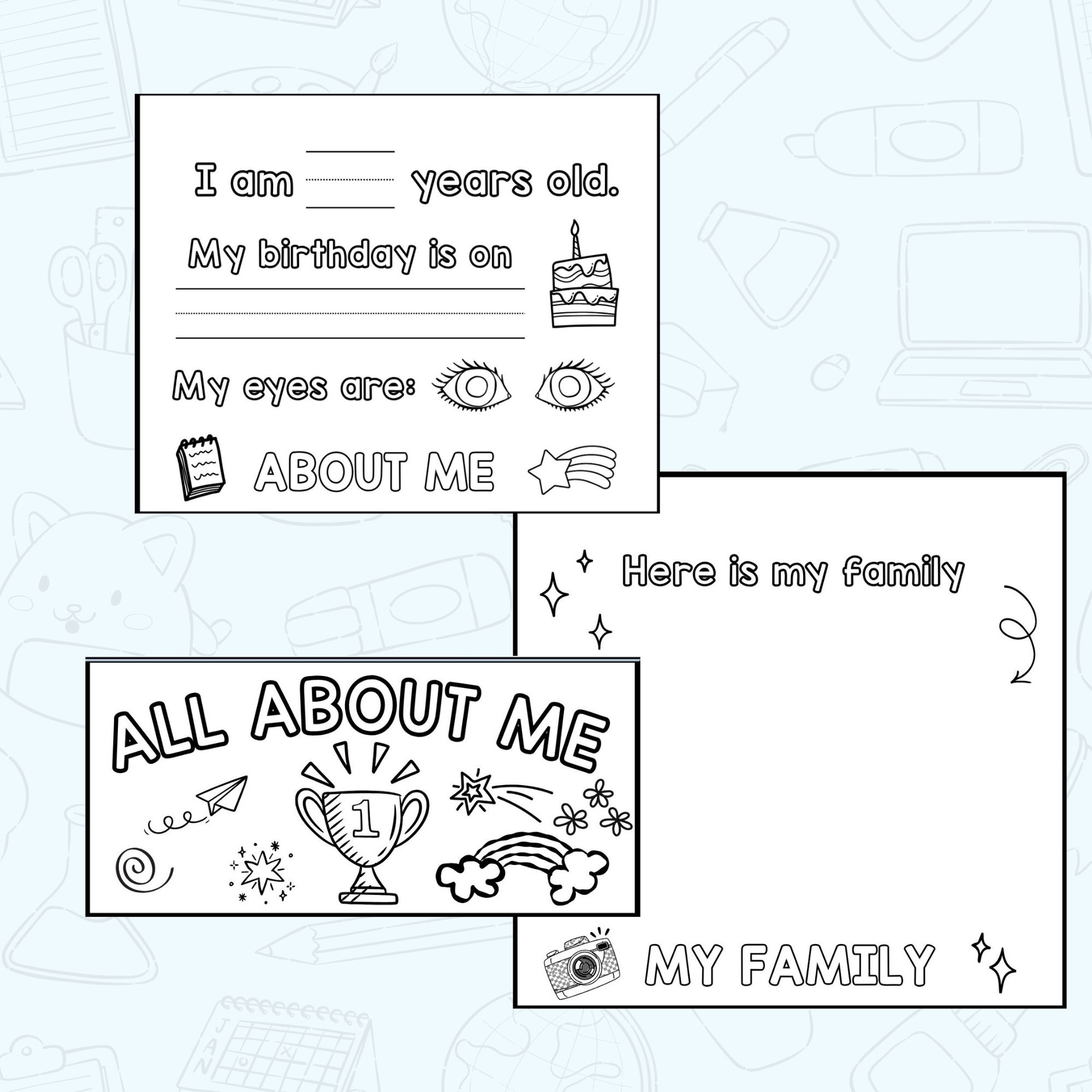 pages of All About Me Flipbook