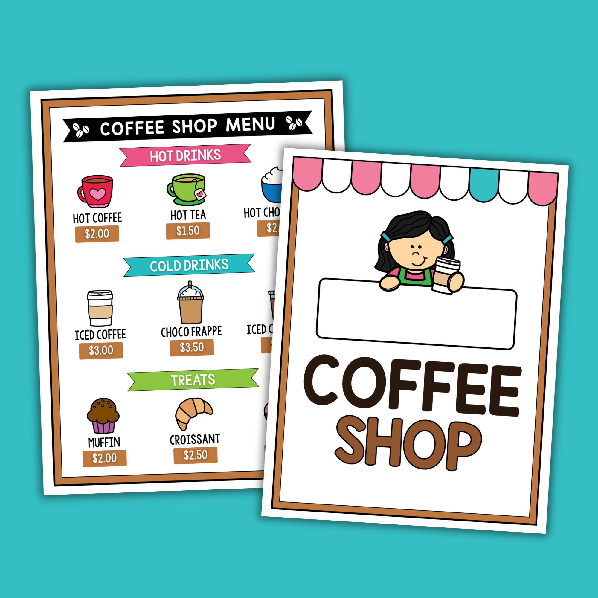Coffee Shop Pretend Play pages