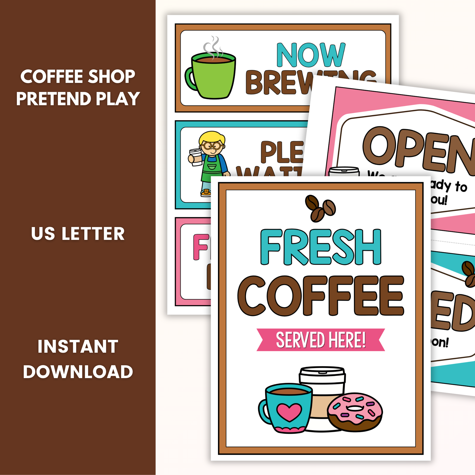 Coffee Shop Pretend Play pages