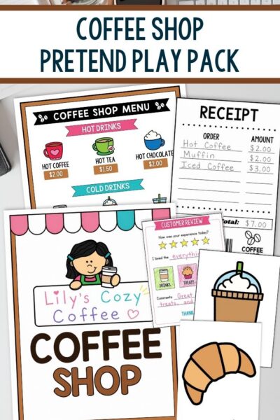 Coffee Shop Pretend Play pages
