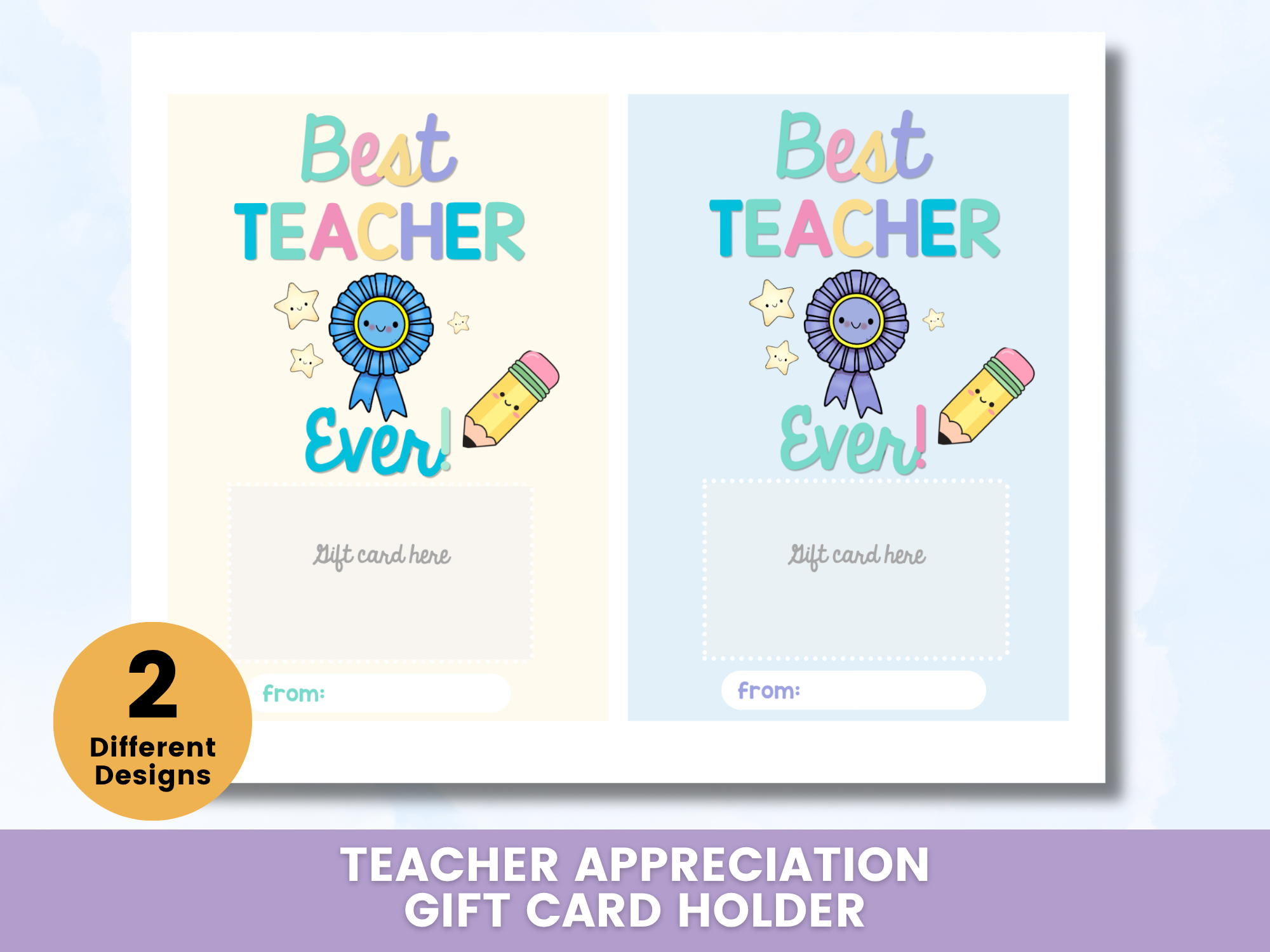 Best Teacher Teacher Appreciation Gift Card Holder on a table