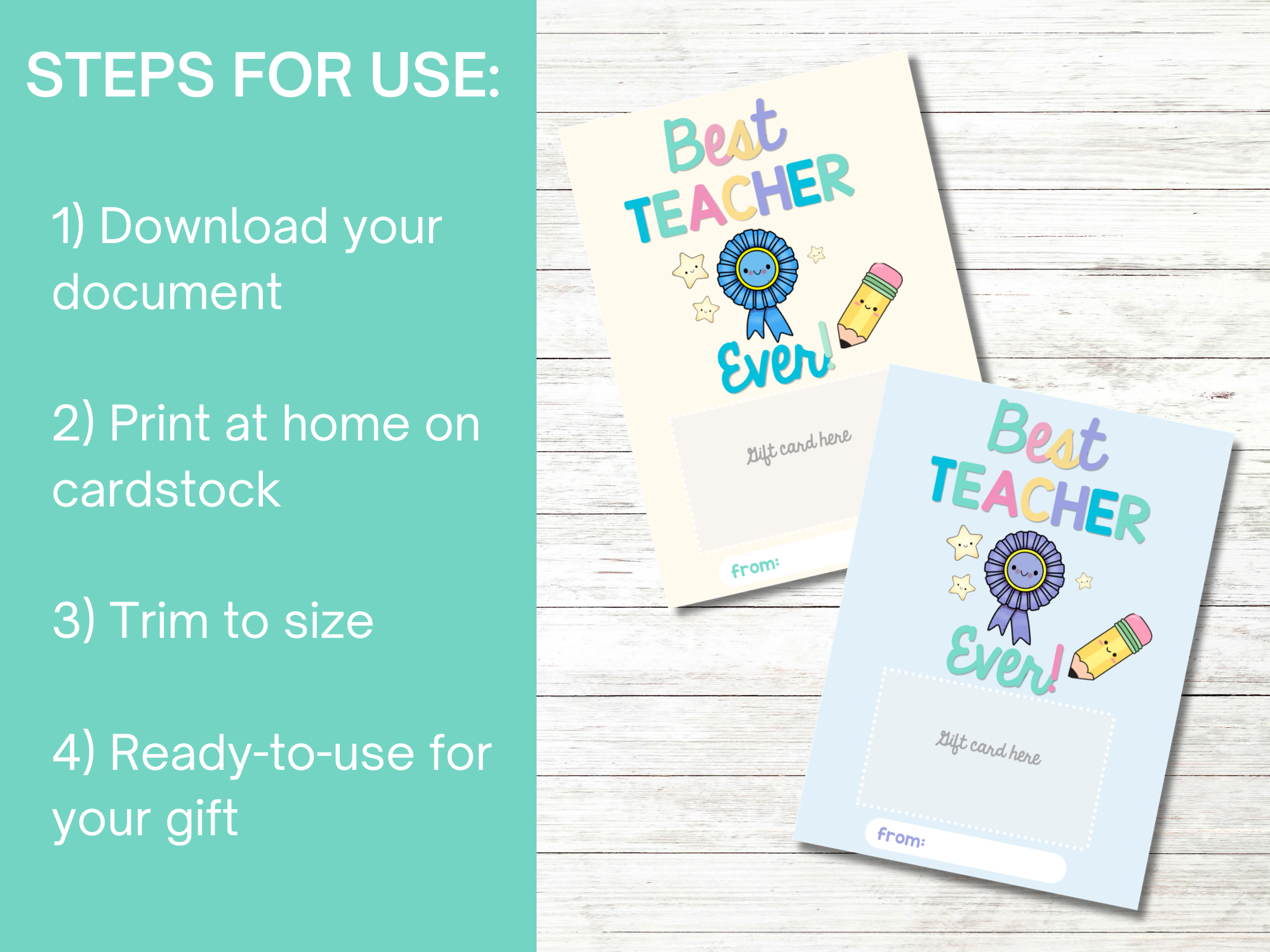 Best Teacher Teacher Appreciation Gift Card Holder on a table